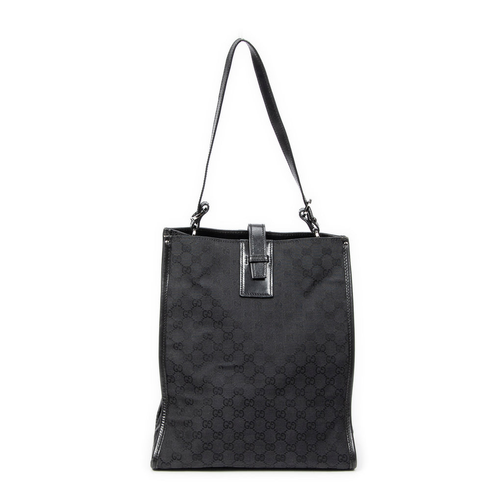 Shoulder Bag Vertical Tote Black Monogrammed Canvas