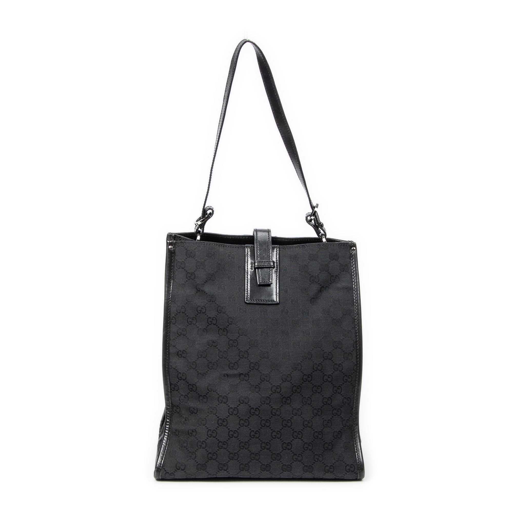 Shoulder Bag Vertical Tote Black Monogrammed Canvas