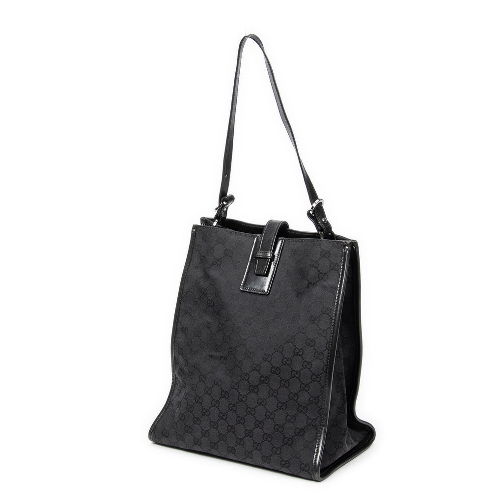 Shoulder Bag Vertical Tote Black Monogrammed Canvas