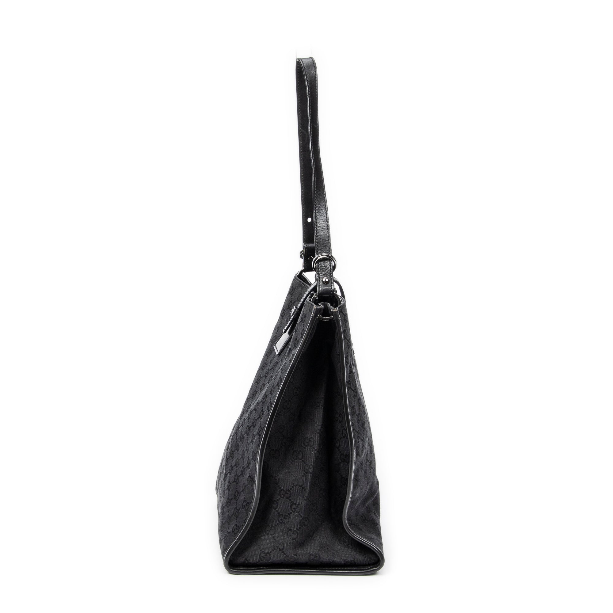 Shoulder Bag Vertical Tote Black Monogrammed Canvas