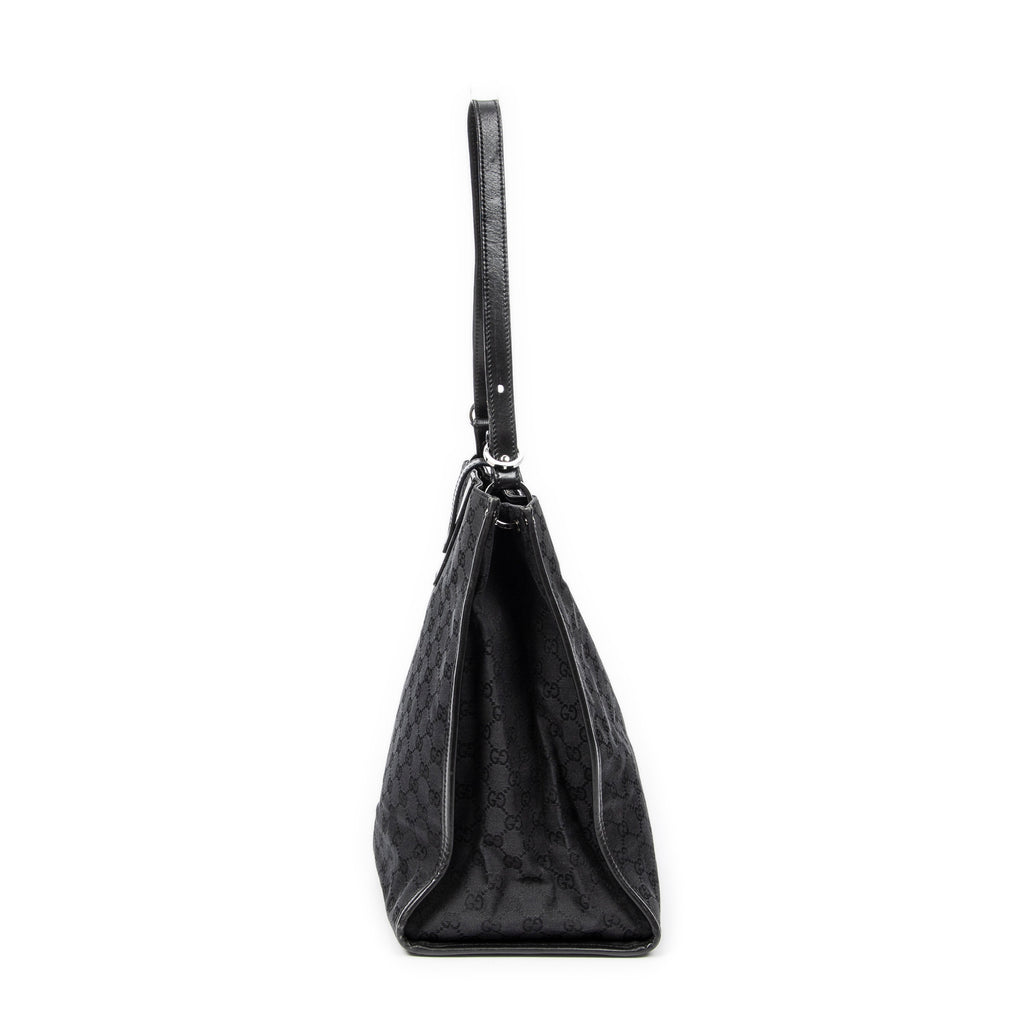 Shoulder Bag Vertical Tote Black Monogrammed Canvas