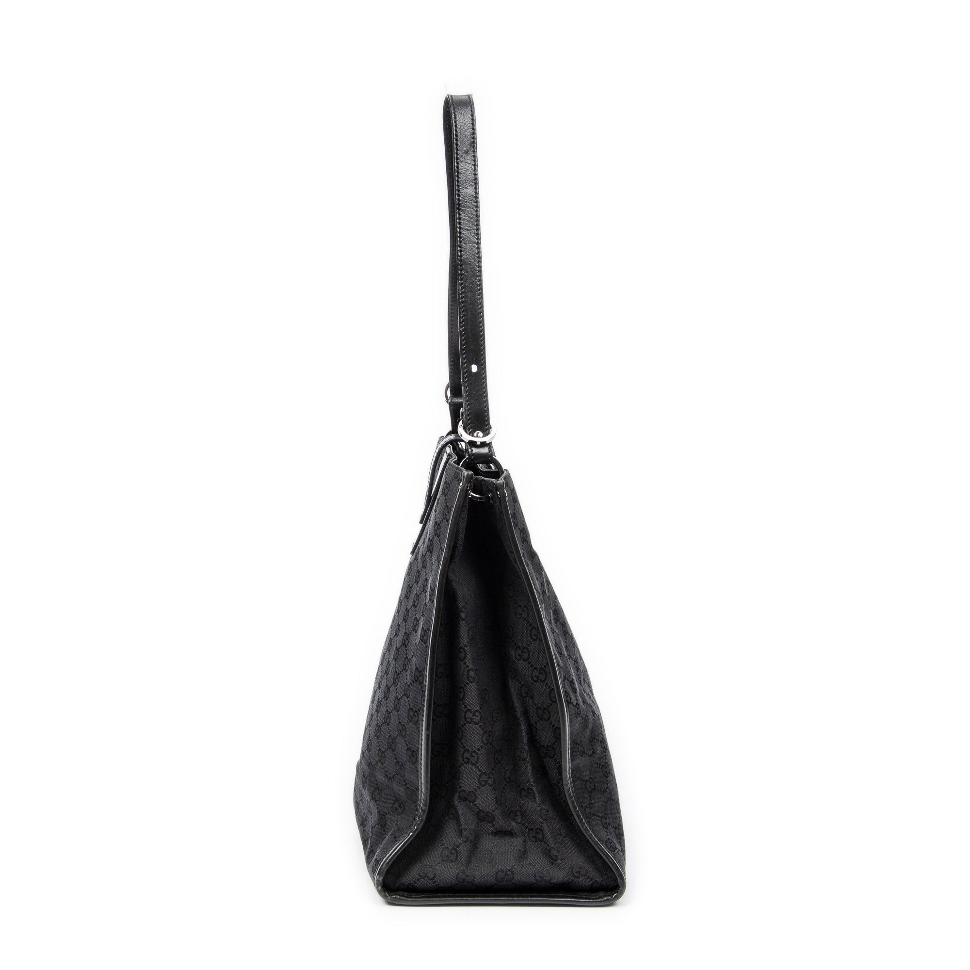 Shoulder Bag Vertical Tote Black Monogrammed Canvas