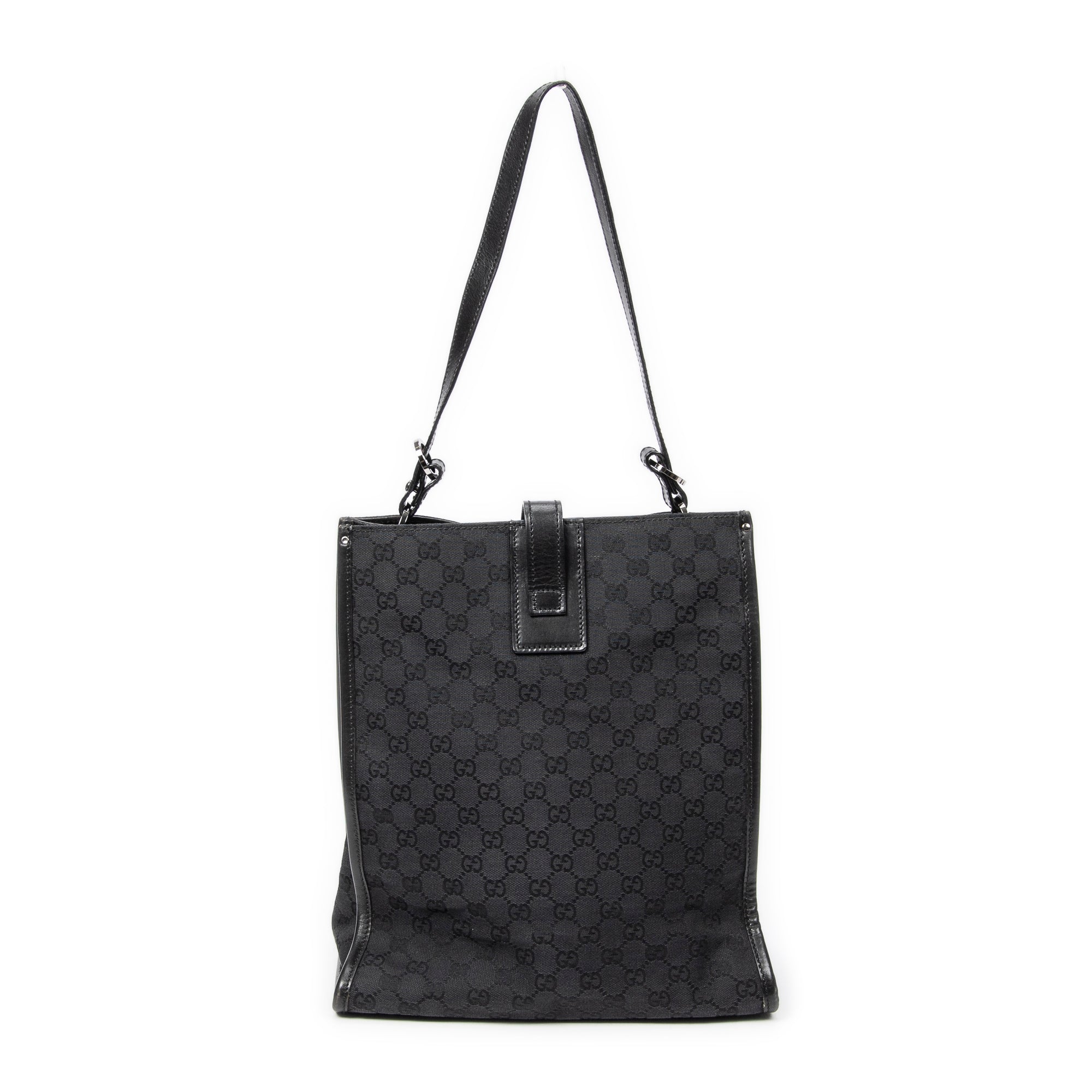 Shoulder Bag Vertical Tote Black Monogrammed Canvas