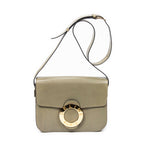 Shoulder Bag Vintage Circle Logo Flap Crossbody Green Smooth Calfskin Leather