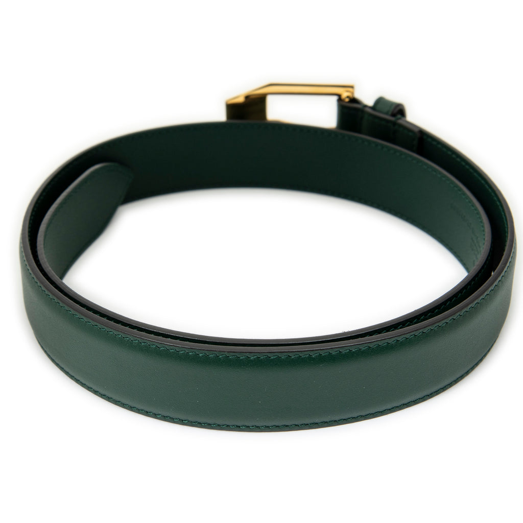 Belt Buckle Belt Green Smooth Calfskin Leather