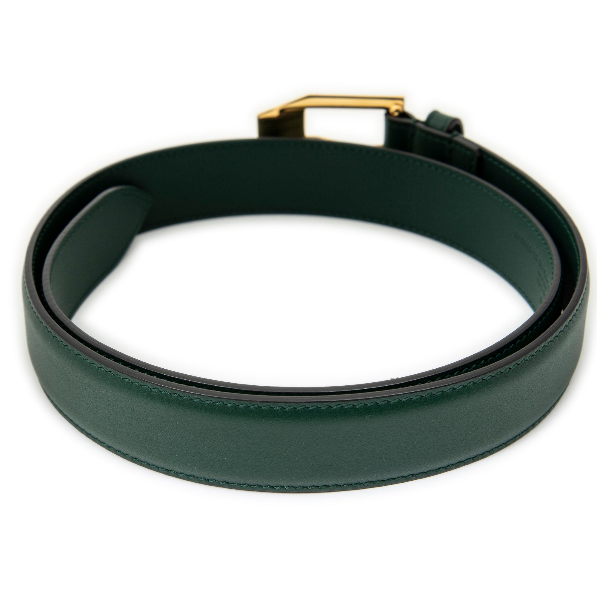 Belt Buckle Belt Green Smooth Calfskin Leather