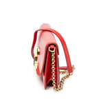 Shoulder Bag C Chain Clutch Red Calfskin Leather