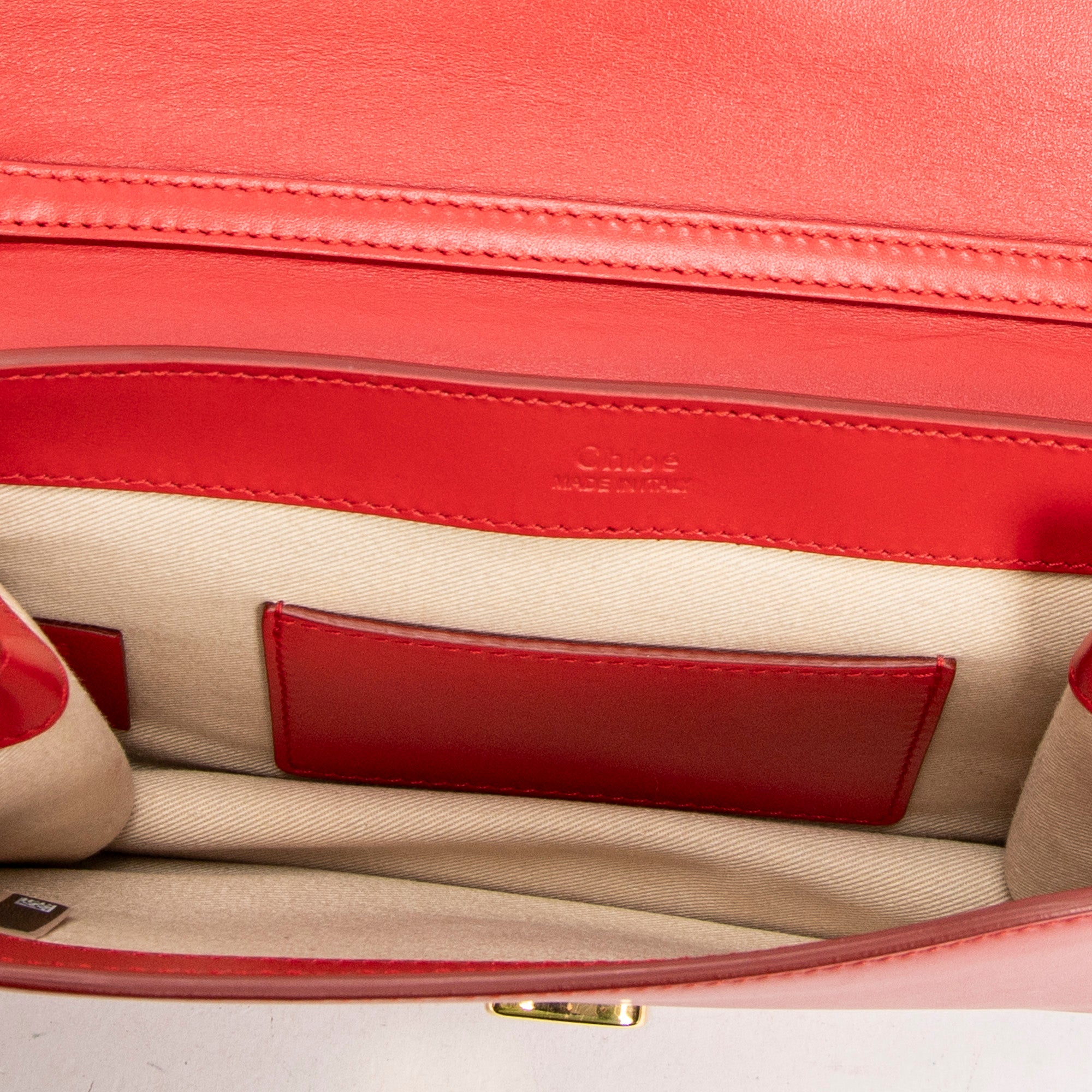 Shoulder Bag C Chain Clutch Red Calfskin Leather