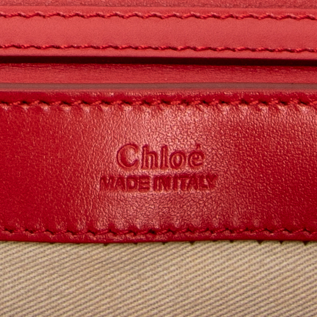 Shoulder Bag C Chain Clutch Red Calfskin Leather