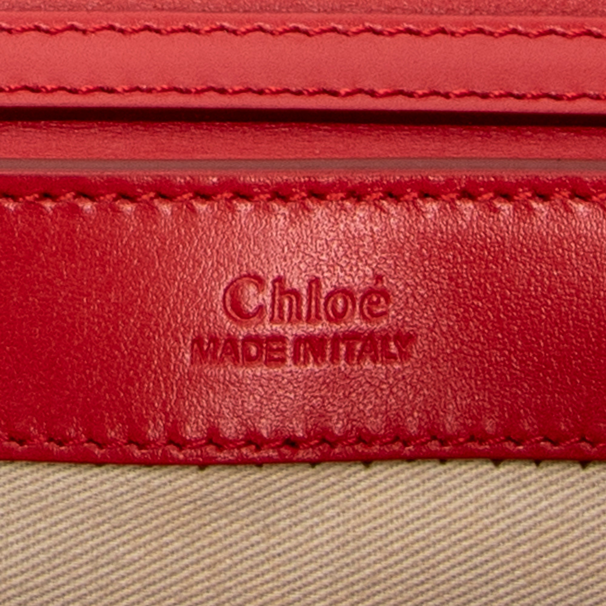 Shoulder Bag C Chain Clutch Red Calfskin Leather