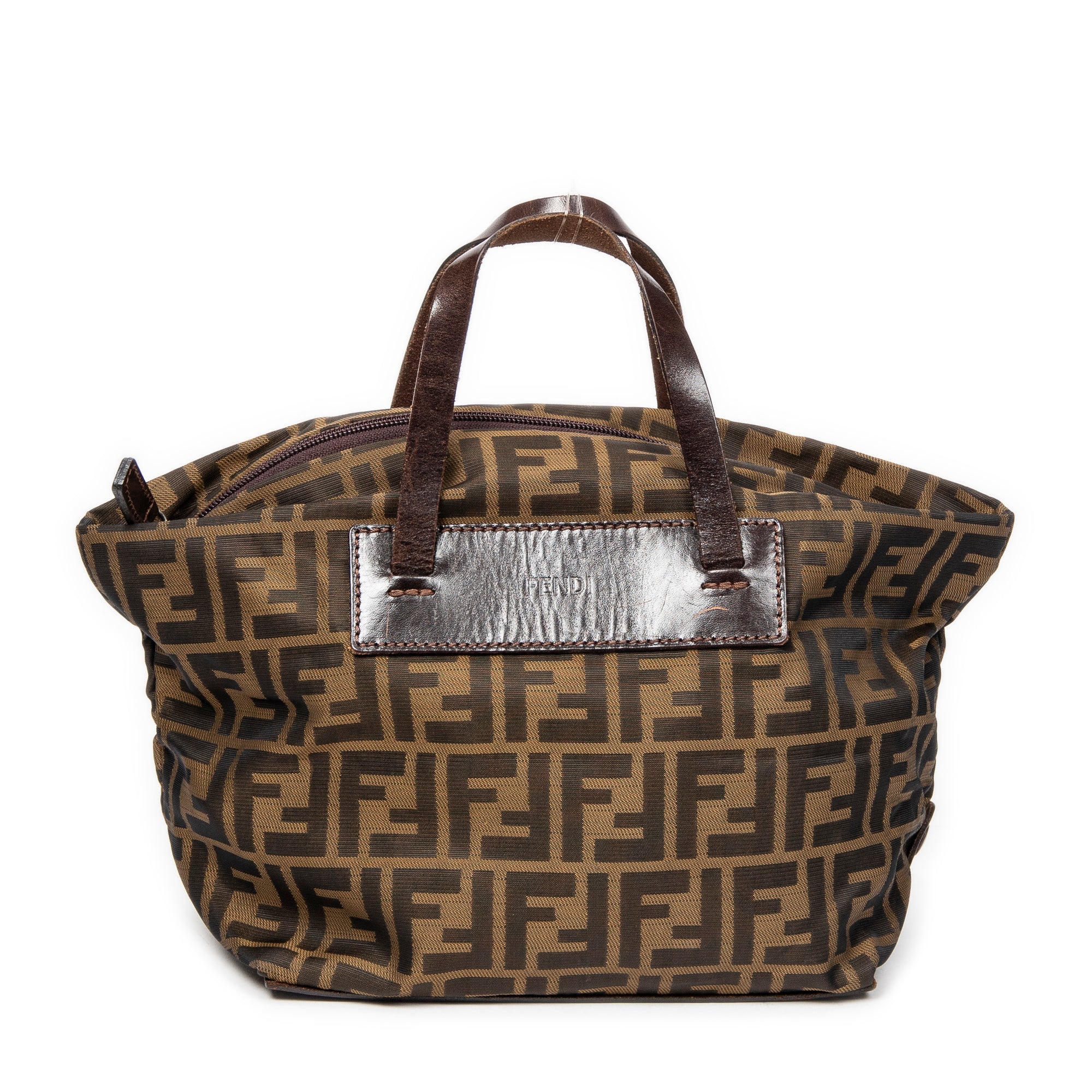 Shoulder Bag Foldable Tote Brown Zucca Canvas