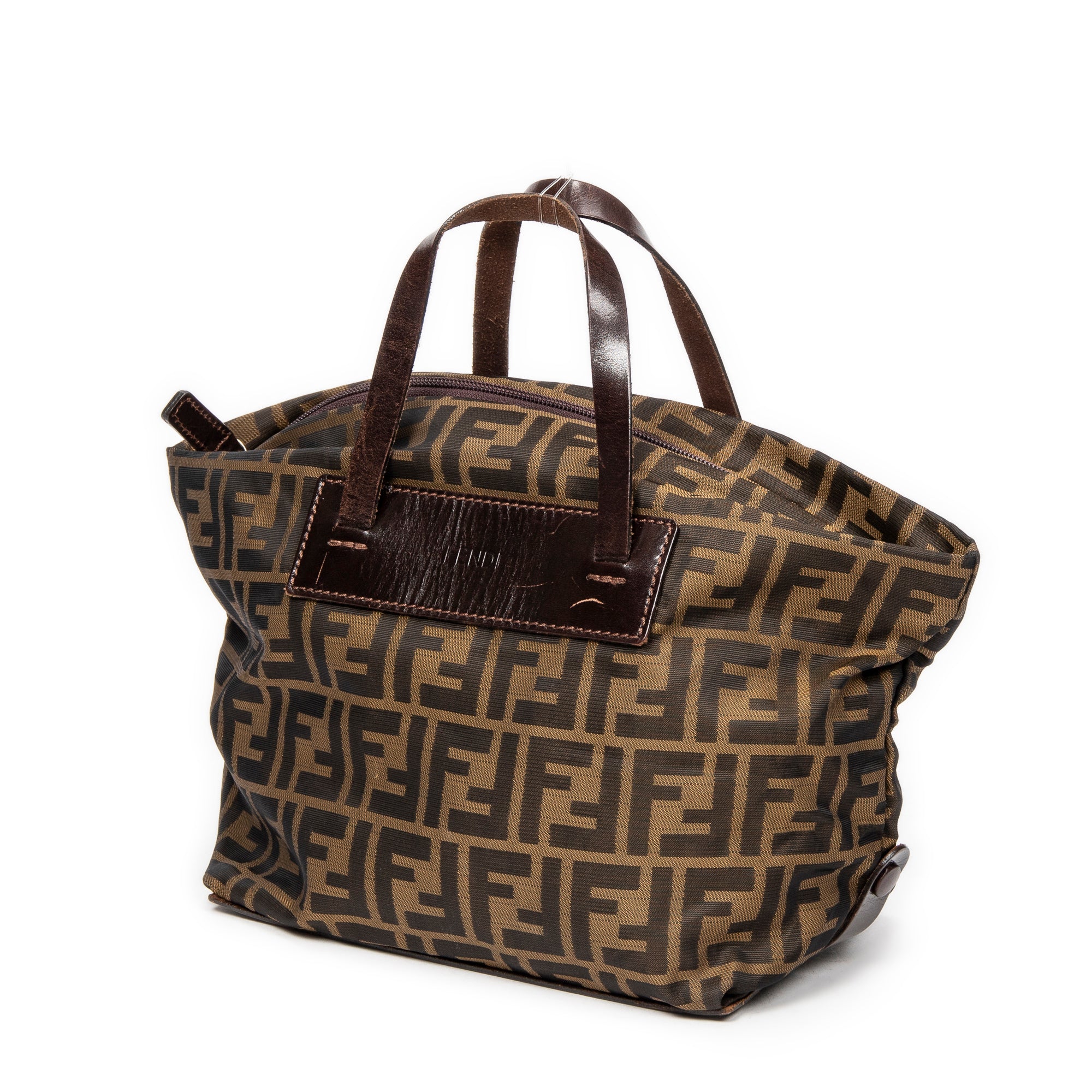 Shoulder Bag Foldable Tote Brown Zucca Canvas