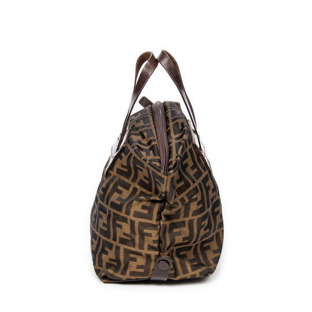 Shoulder Bag Foldable Tote Brown Zucca Canvas