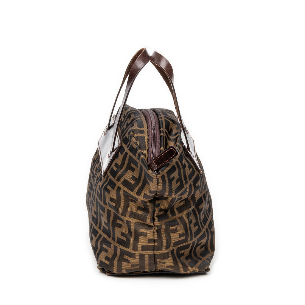 Shoulder Bag Foldable Tote Brown Zucca Canvas