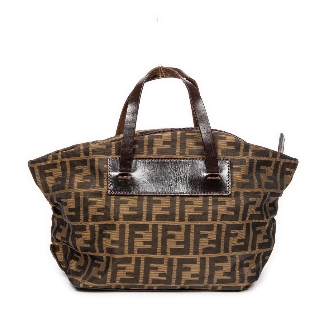 Shoulder Bag Foldable Tote Brown Zucca Canvas