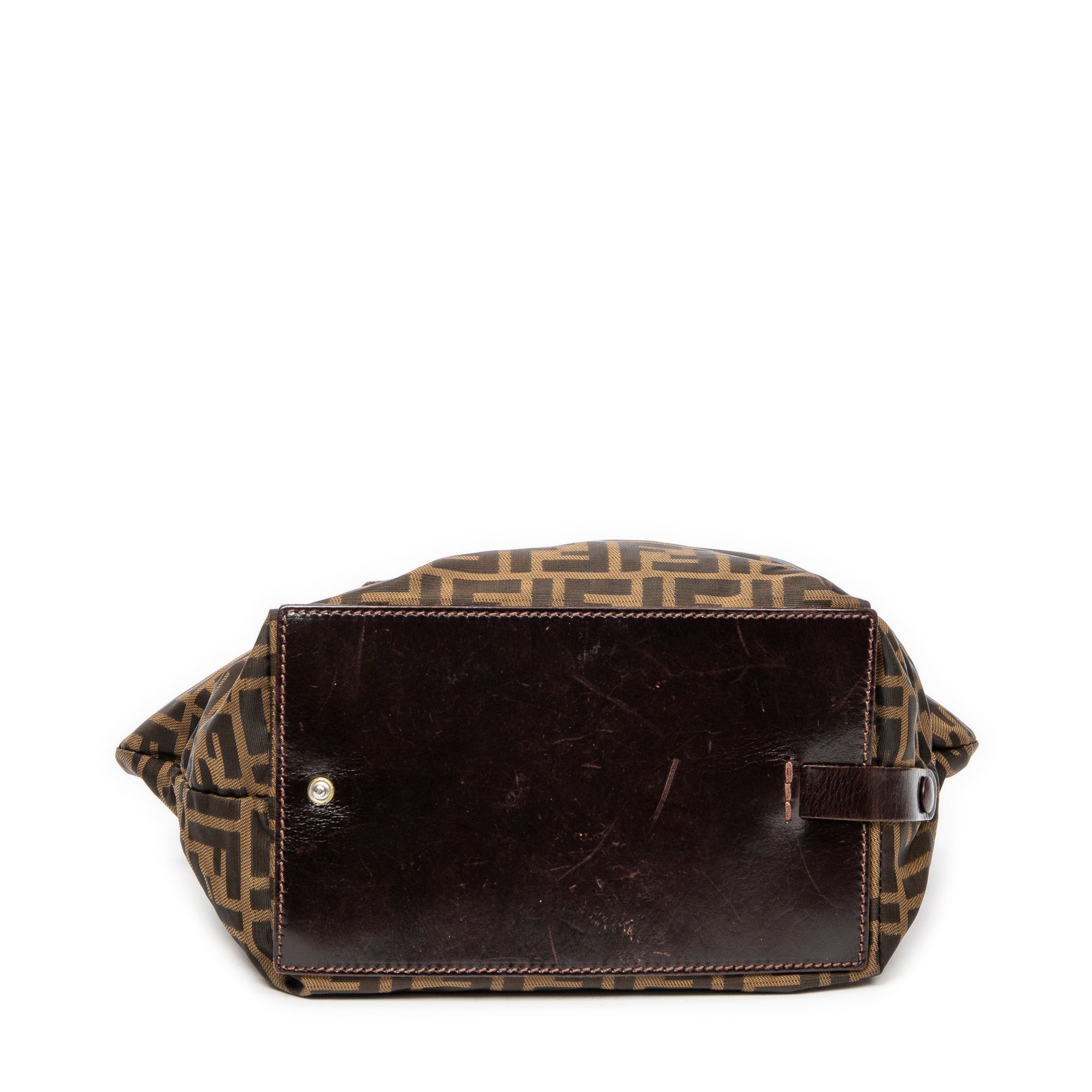 Shoulder Bag Foldable Tote Brown Zucca Canvas