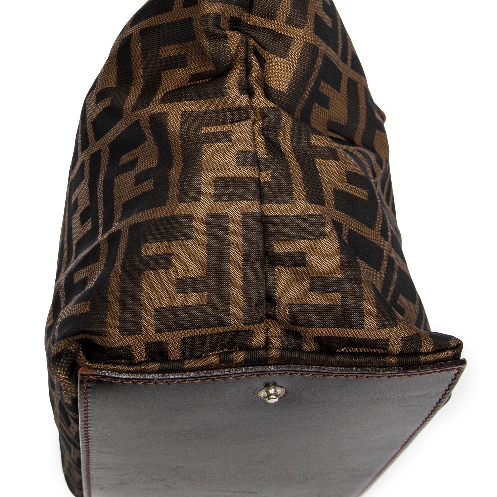 Shoulder Bag Foldable Tote Brown Zucca Canvas