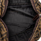 Shoulder Bag Foldable Tote Brown Zucca Canvas