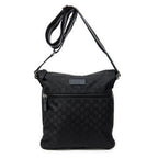 Shoulder Bag Zip Messenger Crossbody Black Monogrammed Nylon Canvas