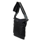 Shoulder Bag Zip Messenger Crossbody Black Monogrammed Nylon Canvas