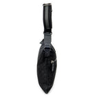 Shoulder Bag Zip Messenger Crossbody Black Monogrammed Nylon Canvas