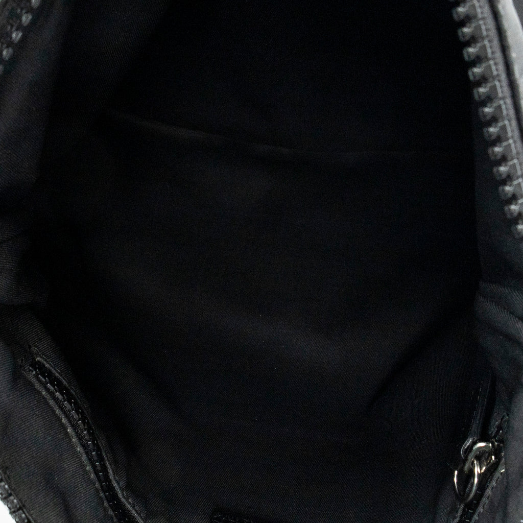 Shoulder Bag Zip Messenger Crossbody Black Monogrammed Nylon Canvas
