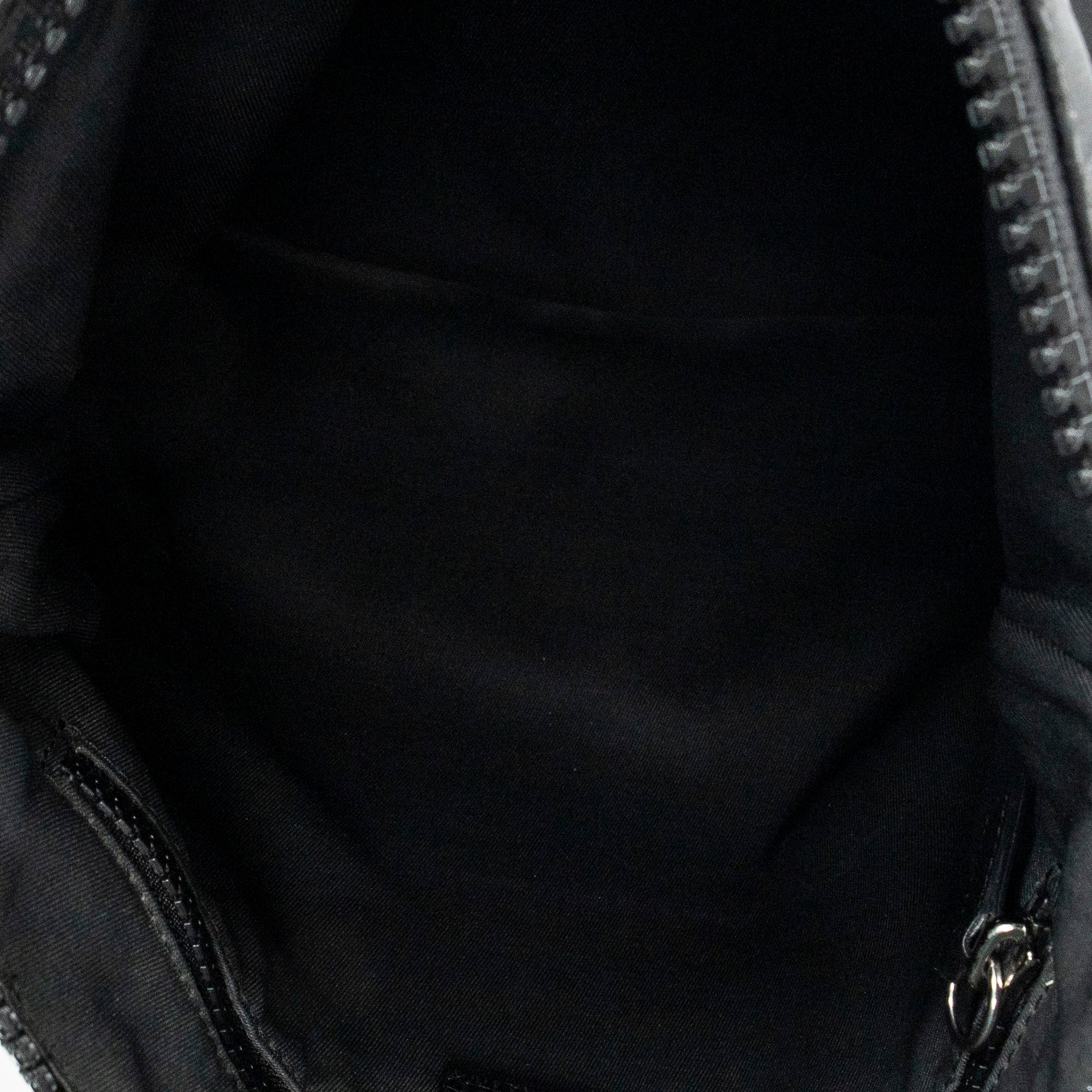 Shoulder Bag Zip Messenger Crossbody Black Monogrammed Nylon Canvas