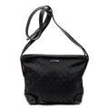 Shoulder Bag Square Zip Messenger Black Monogrammed Canvas