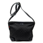 Shoulder Bag Square Zip Messenger Black Monogrammed Canvas