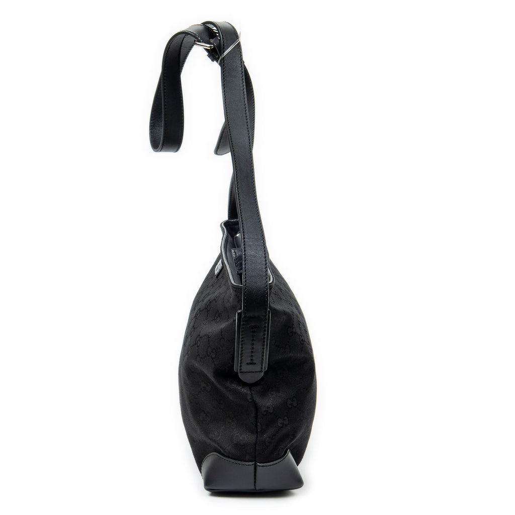 Shoulder Bag Square Zip Messenger Black Monogrammed Canvas