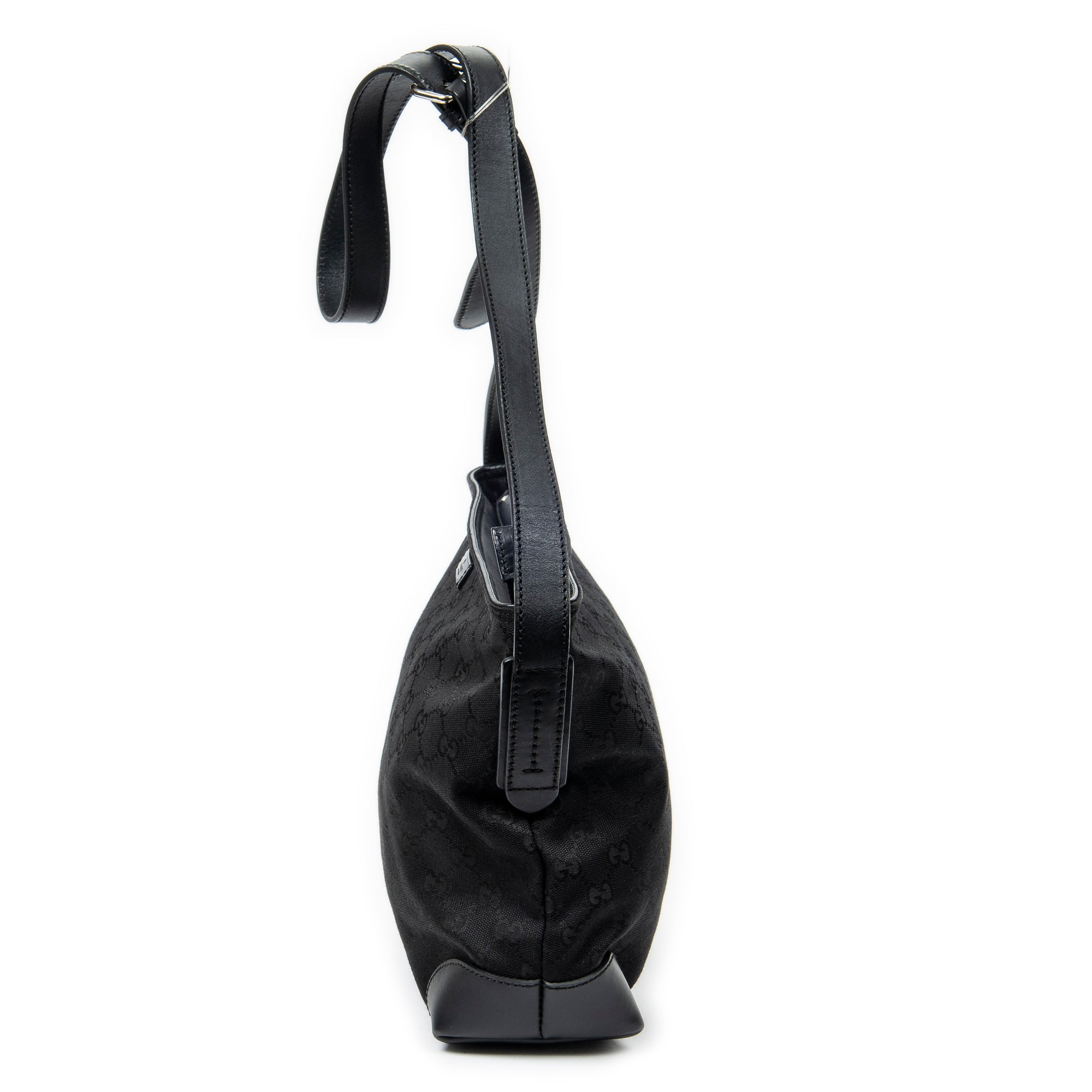 Shoulder Bag Square Zip Messenger Black Monogrammed Canvas