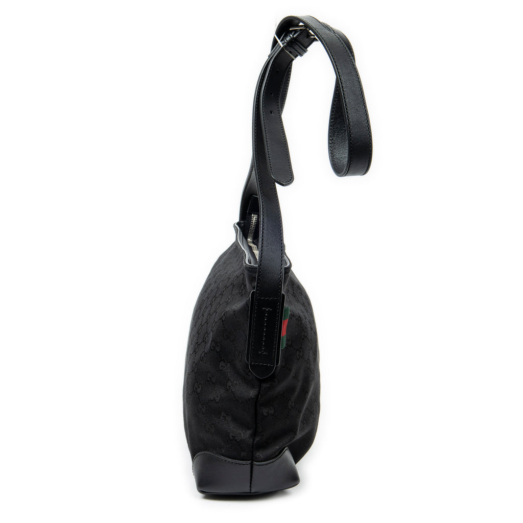 Shoulder Bag Square Zip Messenger Black Monogrammed Canvas