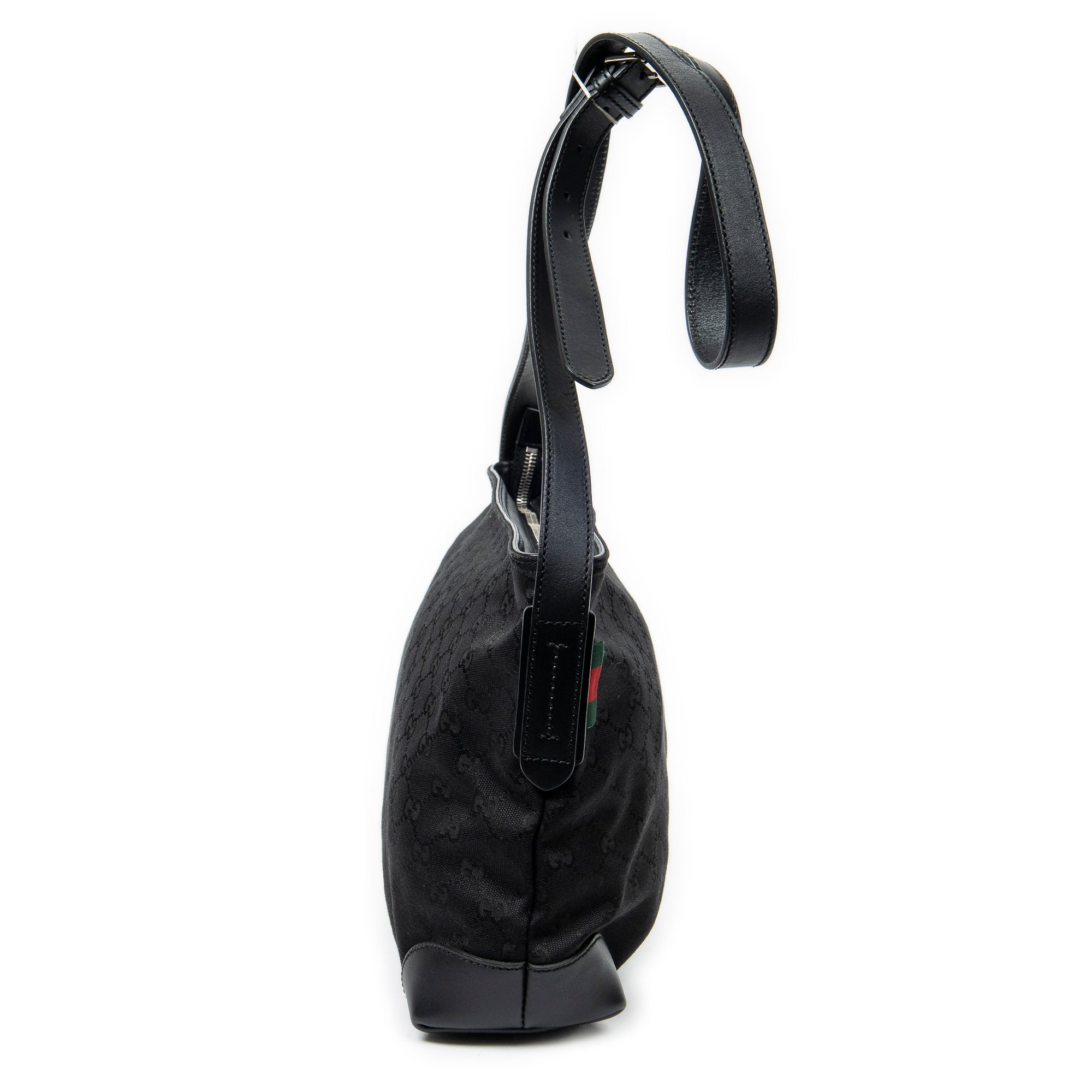 Shoulder Bag Square Zip Messenger Black Monogrammed Canvas