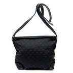 Shoulder Bag Square Zip Messenger Black Monogrammed Canvas