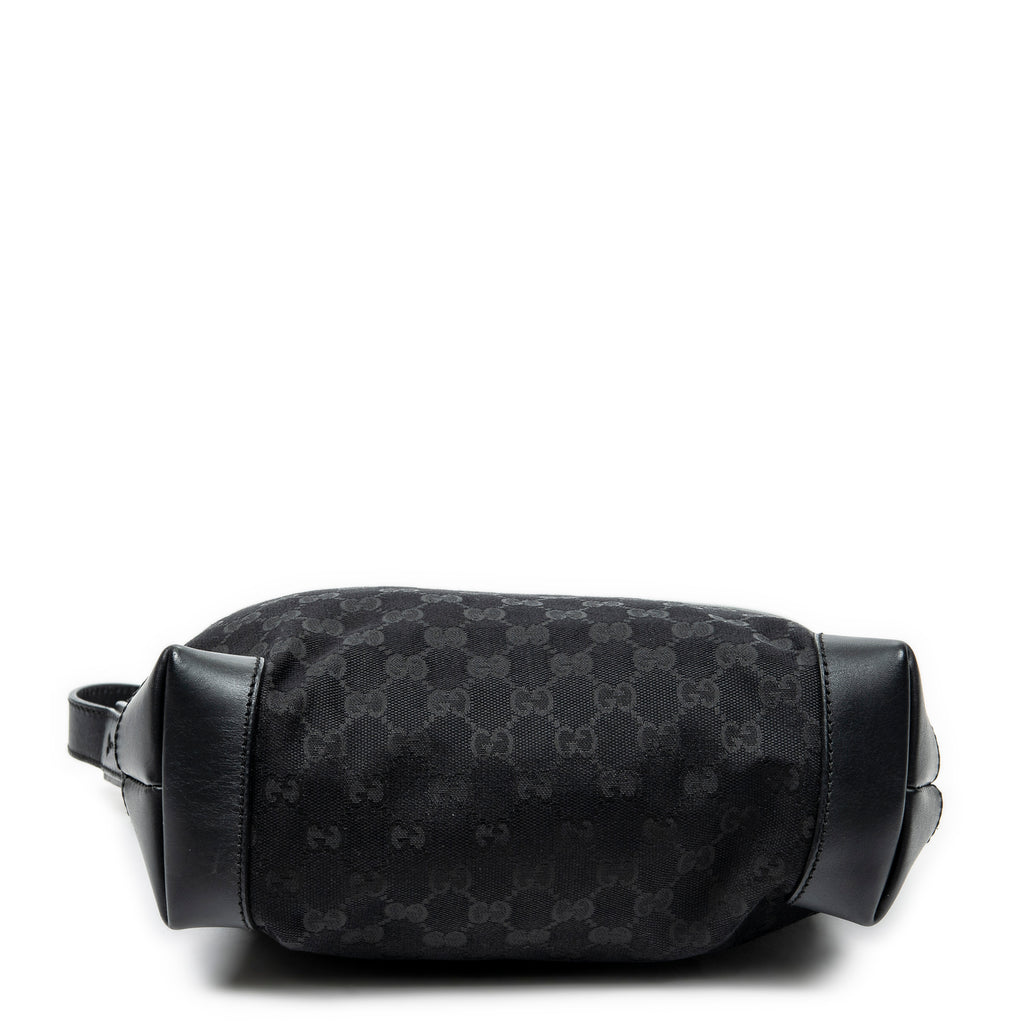 Shoulder Bag Square Zip Messenger Black Monogrammed Canvas