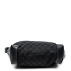 Shoulder Bag Square Zip Messenger Black Monogrammed Canvas