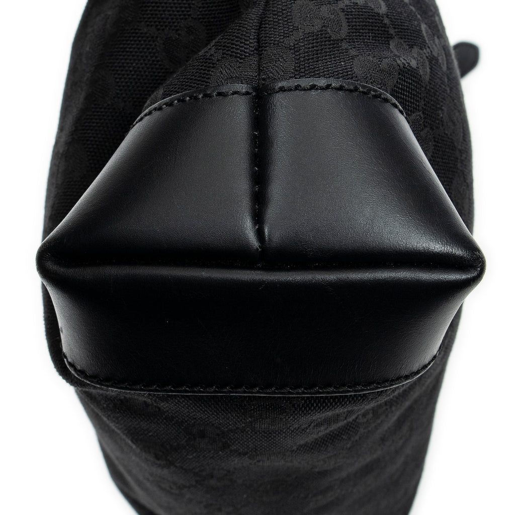 Shoulder Bag Square Zip Messenger Black Monogrammed Canvas