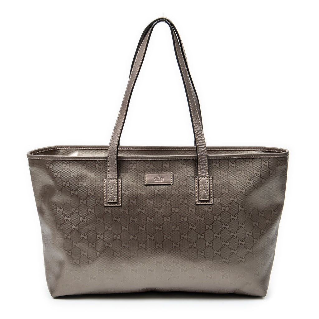 Bolso de Hombro Grande Cremallera Bolso de Compras Rosa Impronta Guccissima Lona Recubierta