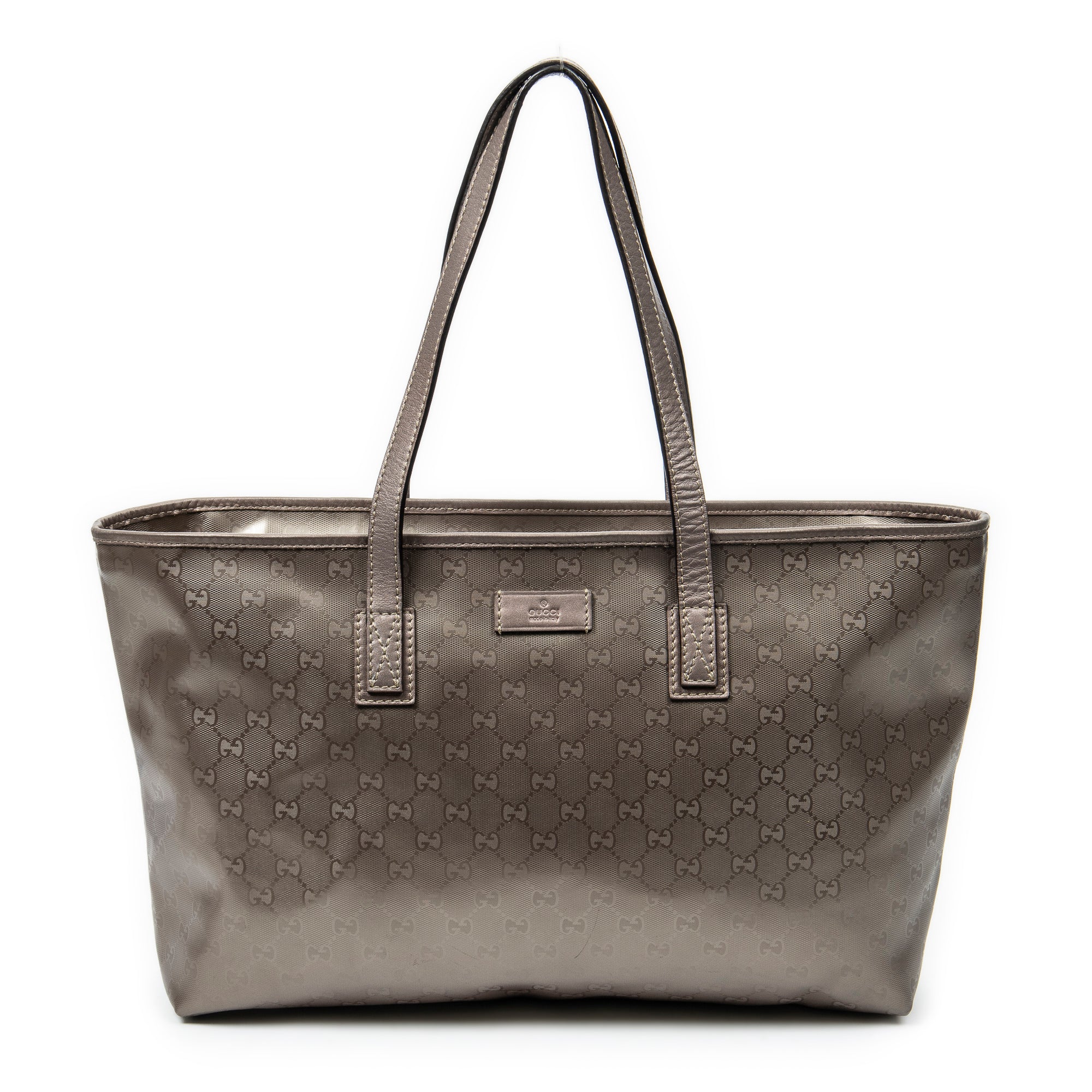 Bolso de Hombro Grande Cremallera Bolso de Compras Rosa Impronta Guccissima Lona Recubierta