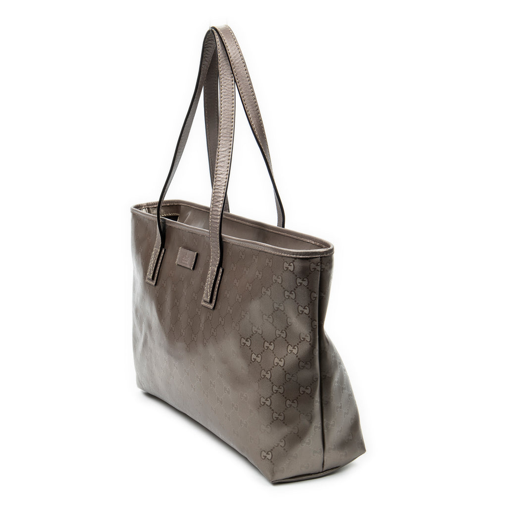 Bolso de Hombro Grande Cremallera Bolso de Compras Rosa Impronta Guccissima Lona Recubierta
