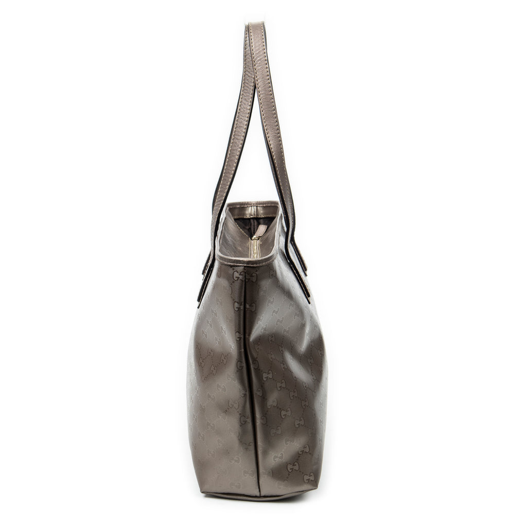 Bolso de Hombro Grande Cremallera Bolso de Compras Rosa Impronta Guccissima Lona Recubierta