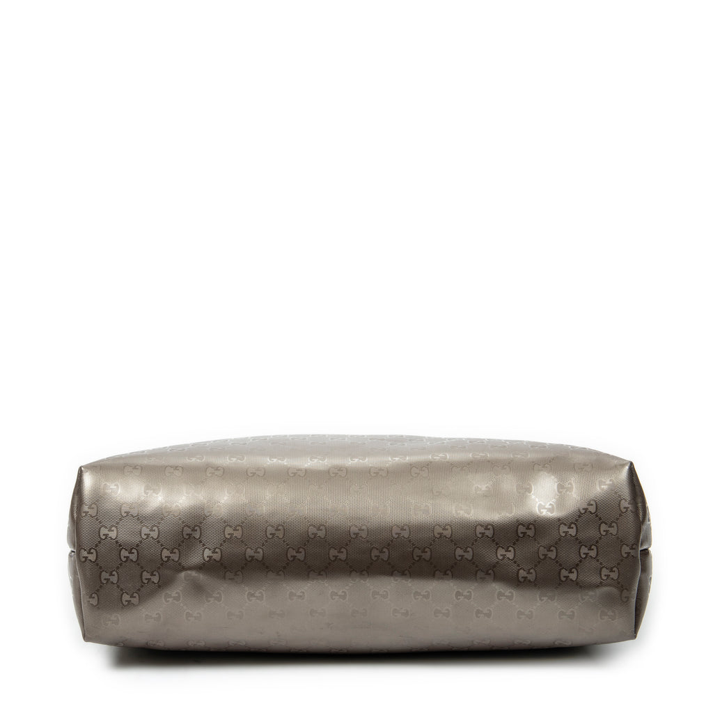 Bolso de Hombro Grande Cremallera Bolso de Compras Rosa Impronta Guccissima Lona Recubierta