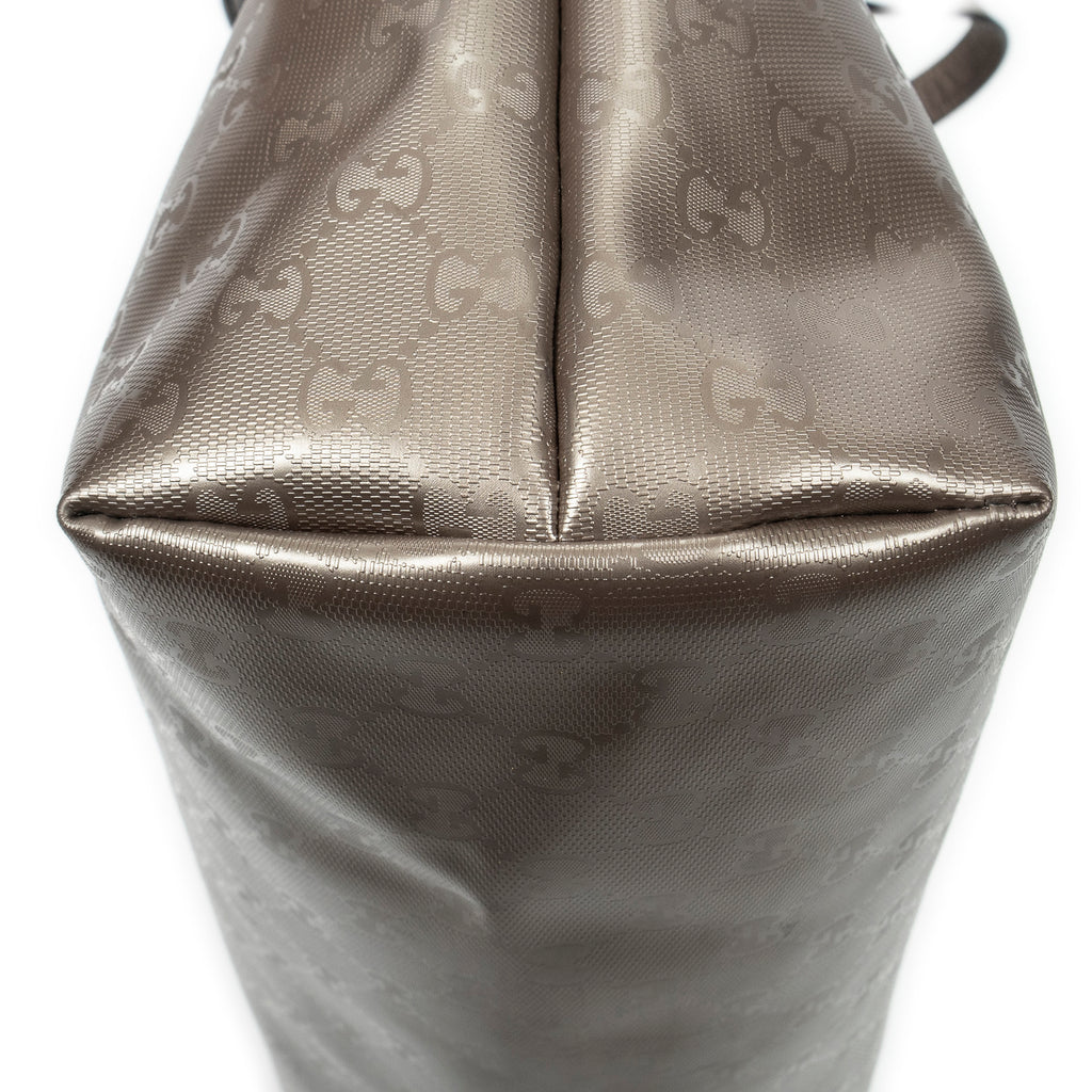 Bolso de Hombro Grande Cremallera Bolso de Compras Rosa Impronta Guccissima Lona Recubierta