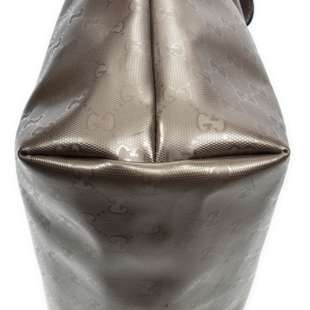 Bolso de Hombro Grande Cremallera Bolso de Compras Rosa Impronta Guccissima Lona Recubierta