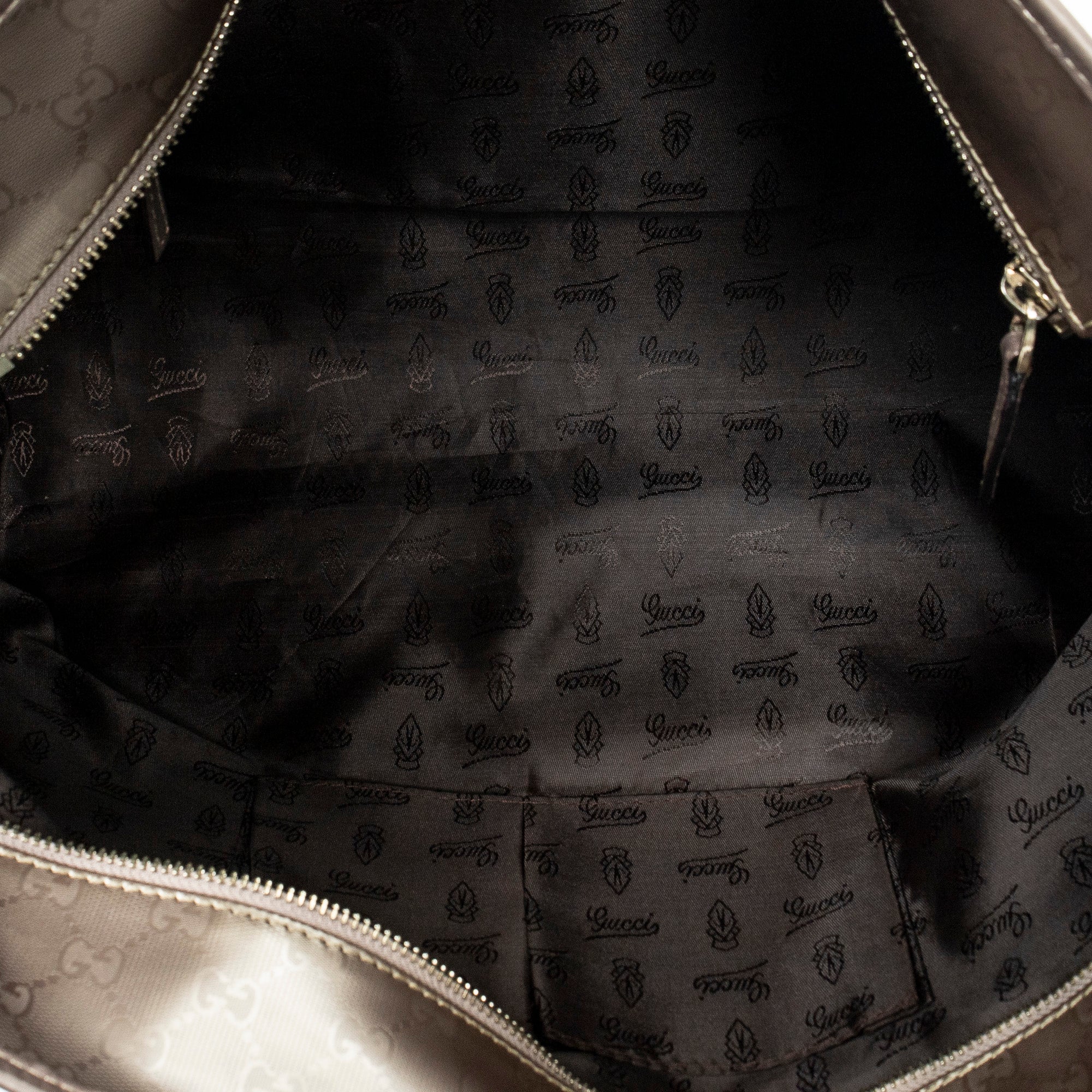 Bolso de Hombro Grande Cremallera Bolso de Compras Rosa Impronta Guccissima Lona Recubierta