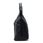 Shoulder Bag Double Pocket Hobo Black Monogrammed Canvas