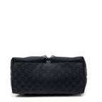 Shoulder Bag Double Pocket Hobo Black Monogrammed Canvas