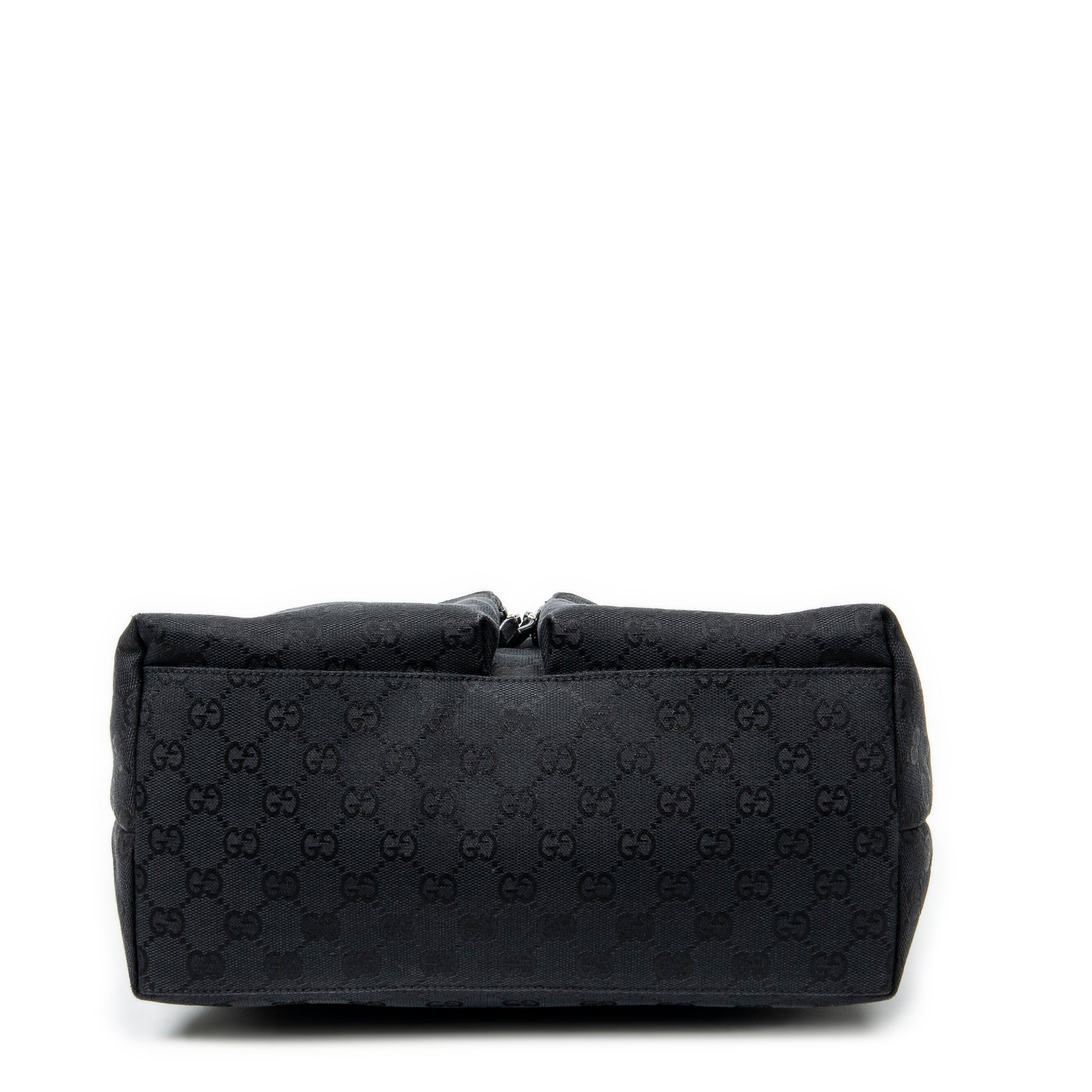 Shoulder Bag Double Pocket Hobo Black Monogrammed Canvas