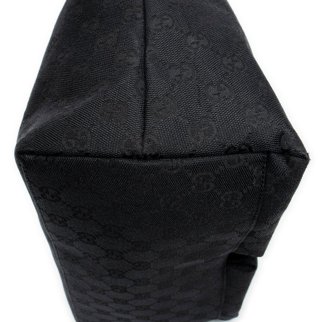 Shoulder Bag Double Pocket Hobo Black Monogrammed Canvas