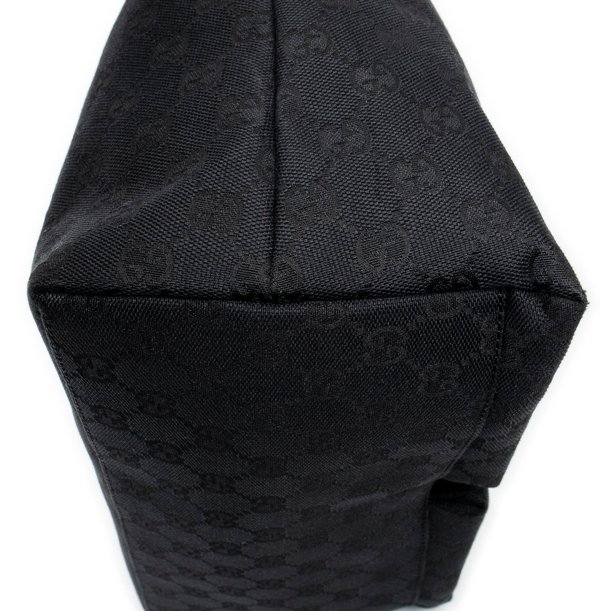 Shoulder Bag Double Pocket Hobo Black Monogrammed Canvas